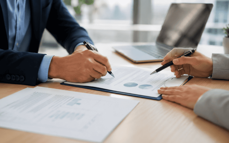 Firma de un contrato eventual entre empresa y trabajador para formalizar una contratación temporal.
