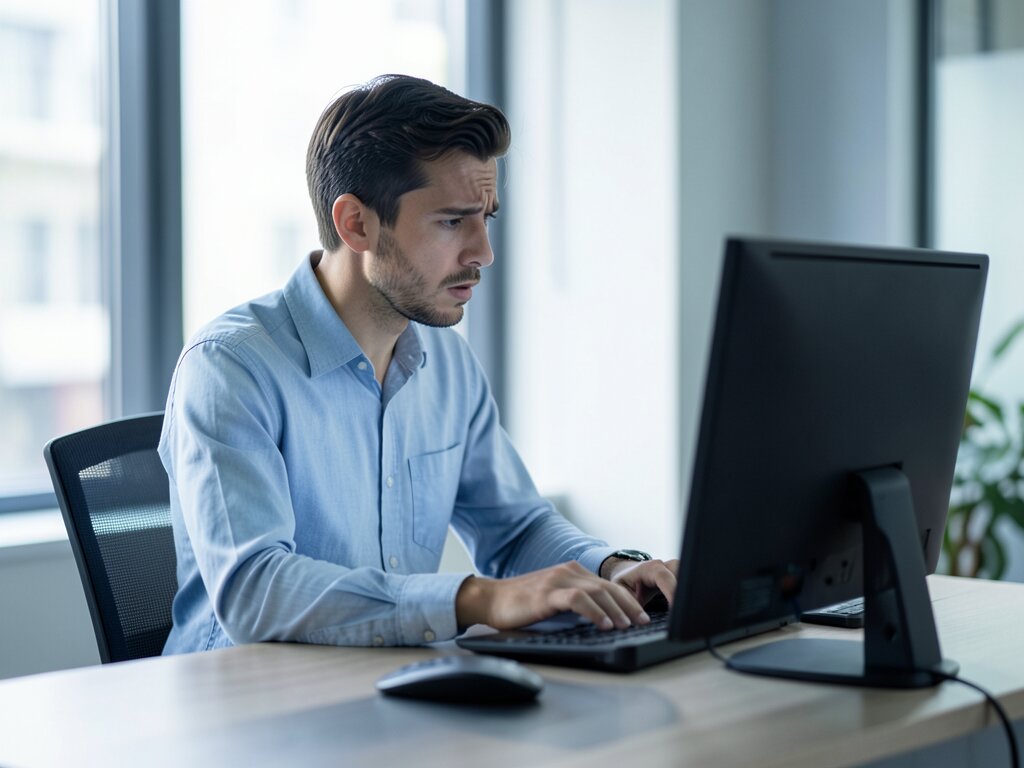 Trabajador revisando datos de personal en hojas de cálculo